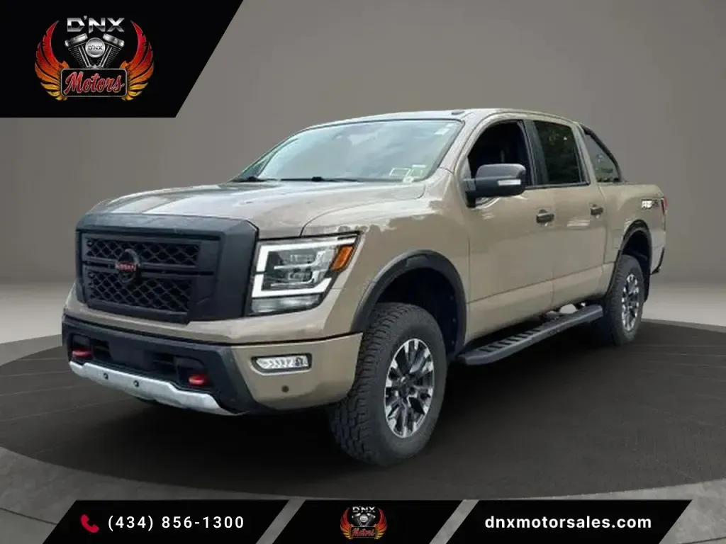 Beige 2021 Nissan Titan Crew Cab PRO-4X Pickup 4D 5 1/2 ft for sale in Altavista, VA