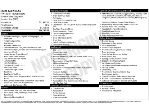 Photos of 2025 Kia K4 LXS for sale in Mansfield, OH at Clement Nissan of Mansfield