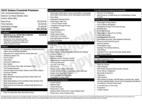 Photos of 2025 Subaru Crosstrek Premium for sale in Mansfield, OH at Clement Nissan of Mansfield