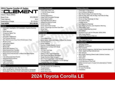 More photos of 2024 Toyota Corolla LE at Clement Nissan of Mansfield, OH