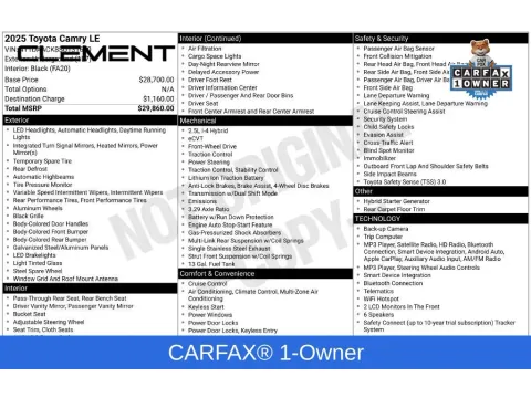 Another view of 2025 Toyota Camry LE for sale in Mansfield, OH at Clement Nissan of Mansfield