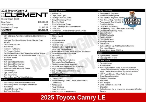 More photos of 2025 Toyota Camry LE at Clement Nissan of Mansfield, OH