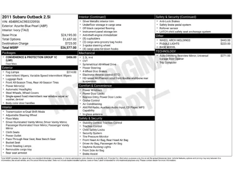 Photos of 2011 Subaru Outback 2.5i for sale in Mansfield, OH at Clement Nissan of Mansfield