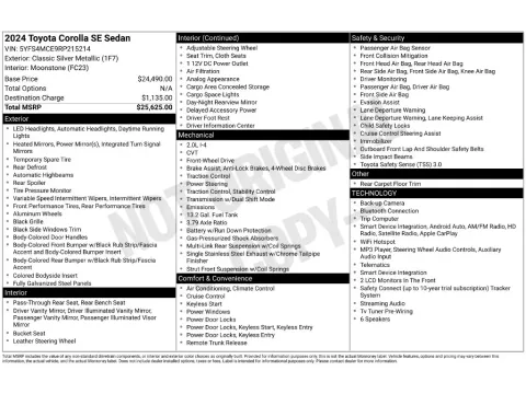 Photos of 2024 Toyota Corolla SE for sale in Mansfield, OH at Clement Honda of Mansfield