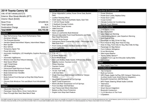 Photos of 2019 Toyota Camry SE for sale in Mansfield, OH at Clement Honda of Mansfield