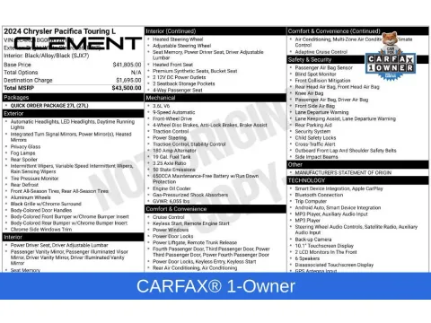 Another view of 2024 Chrysler Pacifica Touring L for sale in Mansfield, OH at Clement Honda of Mansfield