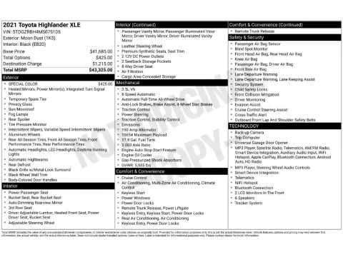 Photos of 2021 Toyota Highlander XLE for sale in Mansfield, OH at Clement Honda of Mansfield