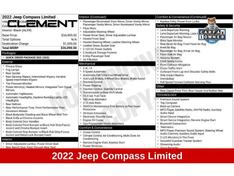 More photos of 2022 Jeep Compass Limited at Clement Honda of Mansfield, OH