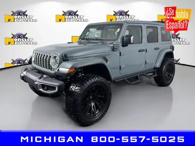 Gray 2025 Jeep Wrangler Sahara 4xe for sale in Michigan Center, MI