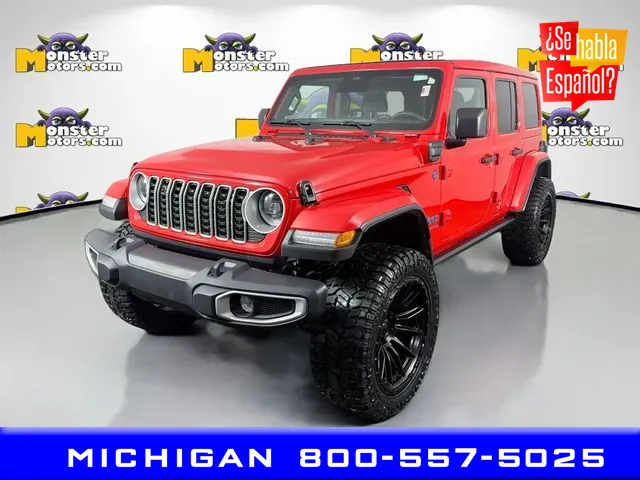 Red 2025 Jeep Wrangler Sahara 4xe for sale in Michigan Center, MI