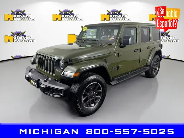 Green 2021 Jeep Wrangler Unlimited Sahara for sale in Michigan Center, MI