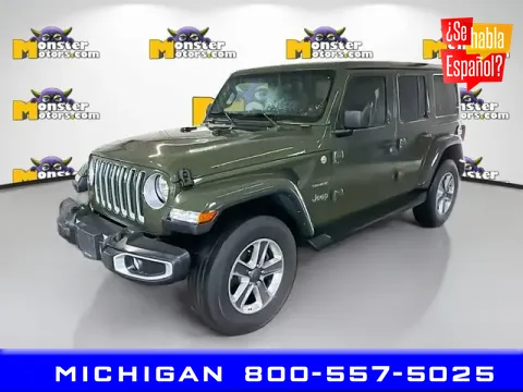 Green 2021 Jeep Wrangler Unlimited Sahara for sale in Michigan Center, MI