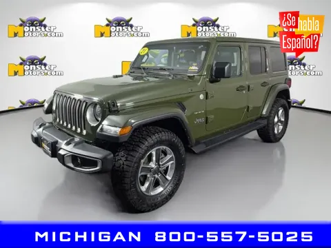 Green 2021 Jeep Wrangler Unlimited Sahara for sale in Michigan Center, MI