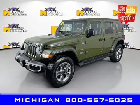 Green 2021 Jeep Wrangler Unlimited Sahara for sale in Michigan Center, MI