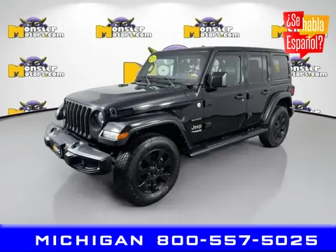 Black 2021 Jeep Wrangler Unlimited Sahara for sale in Michigan Center, MI
