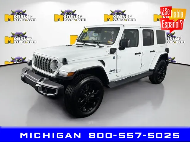 White 2025 Jeep Wrangler Sahara 4xe for sale in Michigan Center, MI