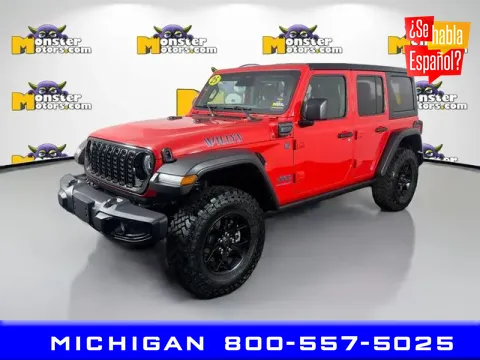 Red 2025 Jeep Wrangler Willys 4xe for sale in Michigan Center, MI