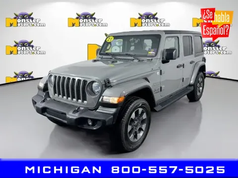 Gray 2021 Jeep Wrangler Unlimited Sahara for sale in Michigan Center, MI