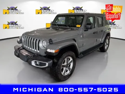 Gray 2021 Jeep Wrangler Unlimited Sahara for sale in Michigan Center, MI