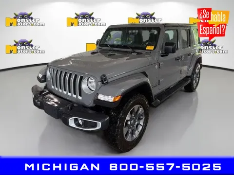 Gray 2022 Jeep Wrangler Unlimited Sahara for sale in Michigan Center, MI