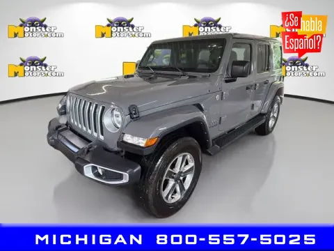 Gray 2021 Jeep Wrangler Unlimited Sahara for sale in Michigan Center, MI