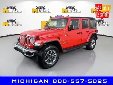 Red 2019 Jeep Wrangler Unlimited Sahara for sale in Michigan Center, MI