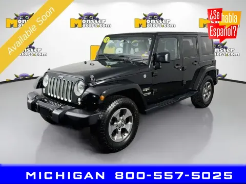 Black 2018 Jeep Wrangler JK Unlimited Sahara for sale in Michigan Center, MI
