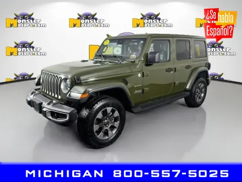 Green 2021 Jeep Wrangler Unlimited Sahara for sale in Michigan Center, MI