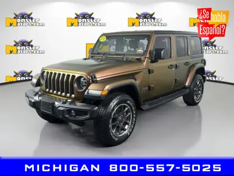 Green 2021 Jeep Wrangler Unlimited Sahara for sale in Michigan Center, MI