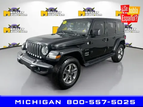 Black 2021 Jeep Wrangler Unlimited Sahara for sale in Michigan Center, MI