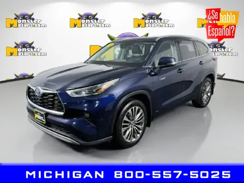Blue 2021 Toyota Highlander Hybrid Platinum for sale in Michigan Center, MI