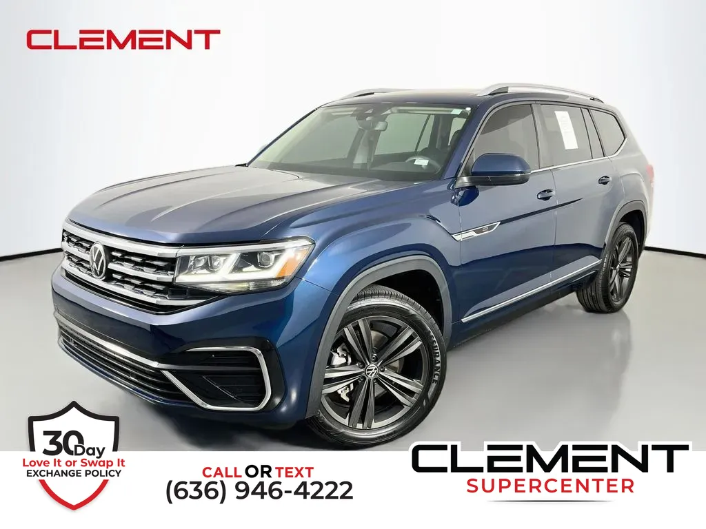 Blue 2022 Volkswagen Atlas 3.6L V6 SEL R-Line for sale in Saint Charles, MO