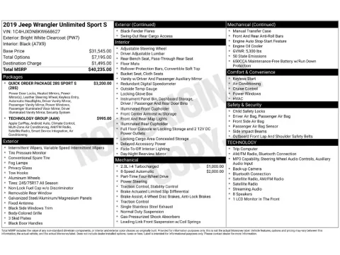 Photos of 2019 Jeep Wrangler Unlimited Sport S for sale in Saint Charles, MO at Clement Supercenter