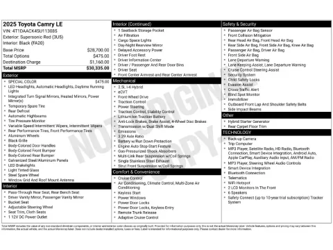 Photos of 2025 Toyota Camry LE for sale in Saint Charles, MO at Clement Supercenter