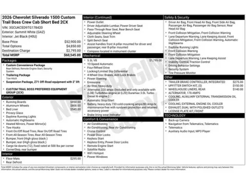 Photos of 2026 Chevrolet Silverado 1500 Custom Trail Boss for sale in Tulsa, OK at Jim Norton T-Town Chevrolet