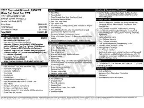 Photos of 2026 Chevrolet Silverado 1500 WT for sale in Tulsa, OK at Jim Norton T-Town Chevrolet