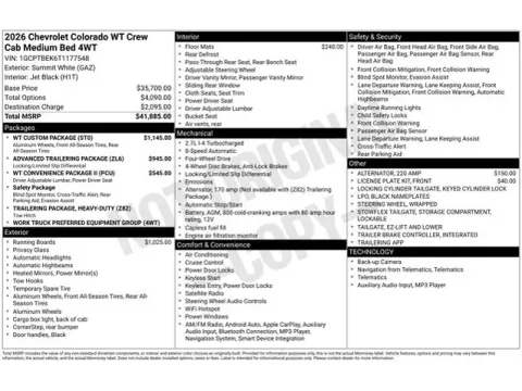 Photos of 2026 Chevrolet Colorado Work Truck for sale in Tulsa, OK at Jim Norton T-Town Chevrolet