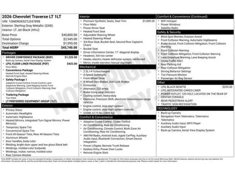 Photos of 2026 Chevrolet Traverse LT for sale in Tulsa, OK at Jim Norton T-Town Chevrolet