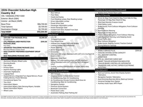 Photos of 2026 Chevrolet Suburban High Country for sale in Tulsa, OK at Jim Norton T-Town Chevrolet