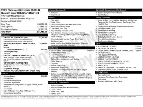 Photos of 2026 Chevrolet Silverado 2500HD Custom for sale in Tulsa, OK at Jim Norton T-Town Chevrolet