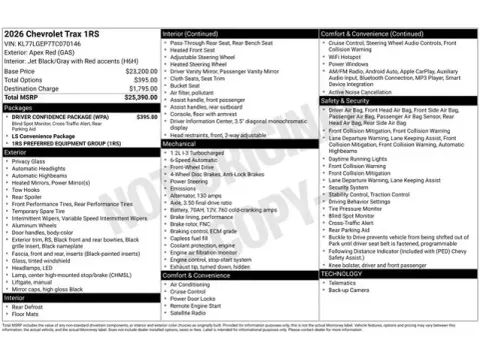 Photos of 2026 Chevrolet Trax 1RS for sale in Tulsa, OK at Jim Norton T-Town Chevrolet