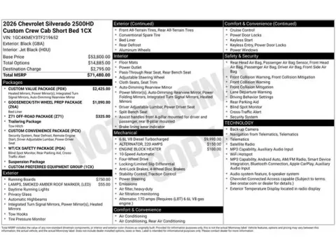 Photos of 2026 Chevrolet Silverado 2500HD Custom for sale in Tulsa, OK at Jim Norton T-Town Chevrolet