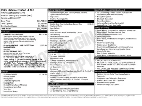 Photos of 2026 Chevrolet Tahoe LT for sale in Tulsa, OK at Jim Norton T-Town Chevrolet