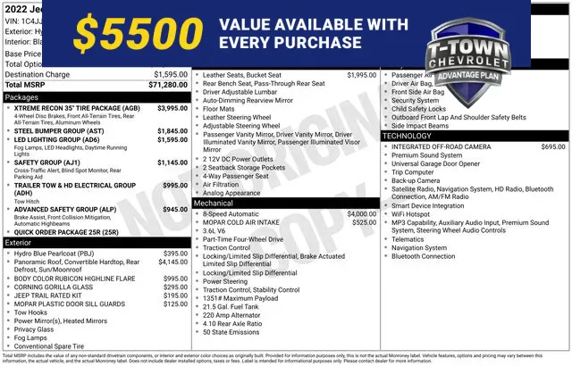 Blue 2022 Jeep Wrangler Unlimited Rubicon for sale in Tulsa, OK