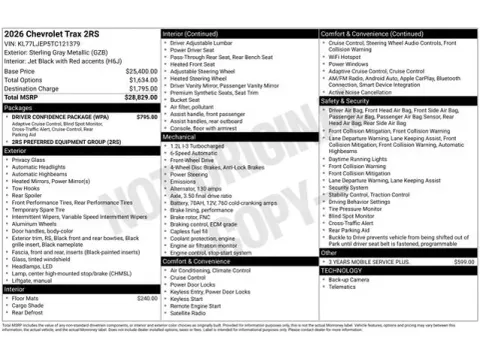 Photos of 2026 Chevrolet Trax 2RS for sale in Tulsa, OK at Jim Norton T-Town Chevrolet