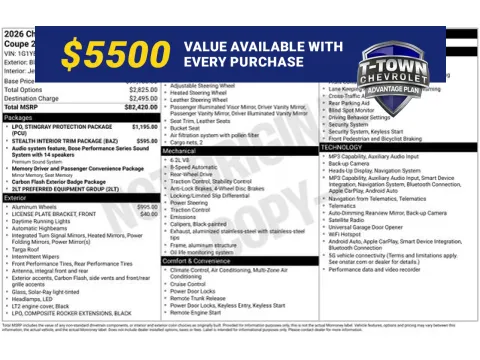 Black 2026 Chevrolet Corvette Stingray for sale in Tulsa, OK