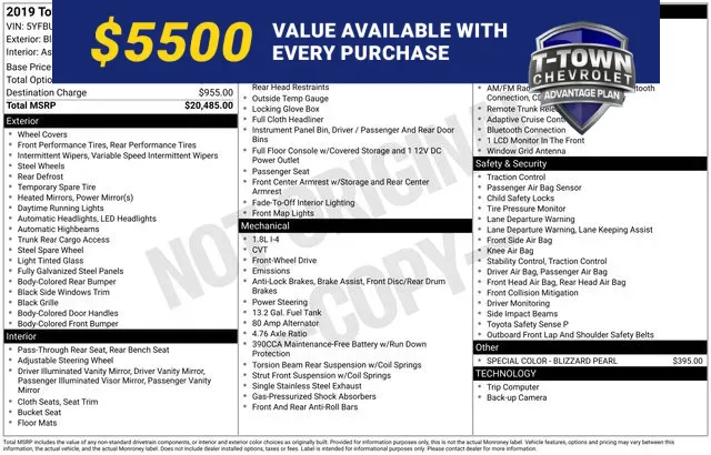 White 2019 Toyota Corolla L for sale in Tulsa, OK