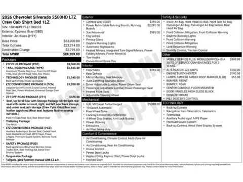 Photos of 2026 Chevrolet Silverado 2500HD LTZ for sale in Tulsa, OK at Jim Norton T-Town Chevrolet