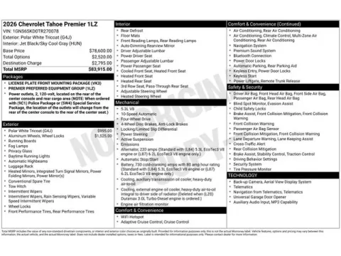 Photos of 2026 Chevrolet Tahoe Premier for sale in Tulsa, OK at Jim Norton T-Town Chevrolet