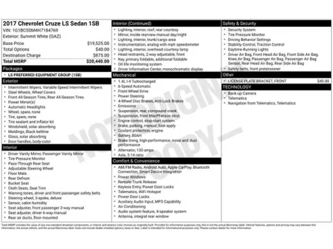 Another view of 2017 Chevrolet Cruze LS for sale in Tulsa, OK at Jim Norton T-Town Chevrolet